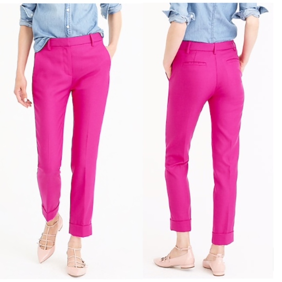 J. Crew Pants - J. CREW Magenta/Pink Wool Cuffed Ankle Pants